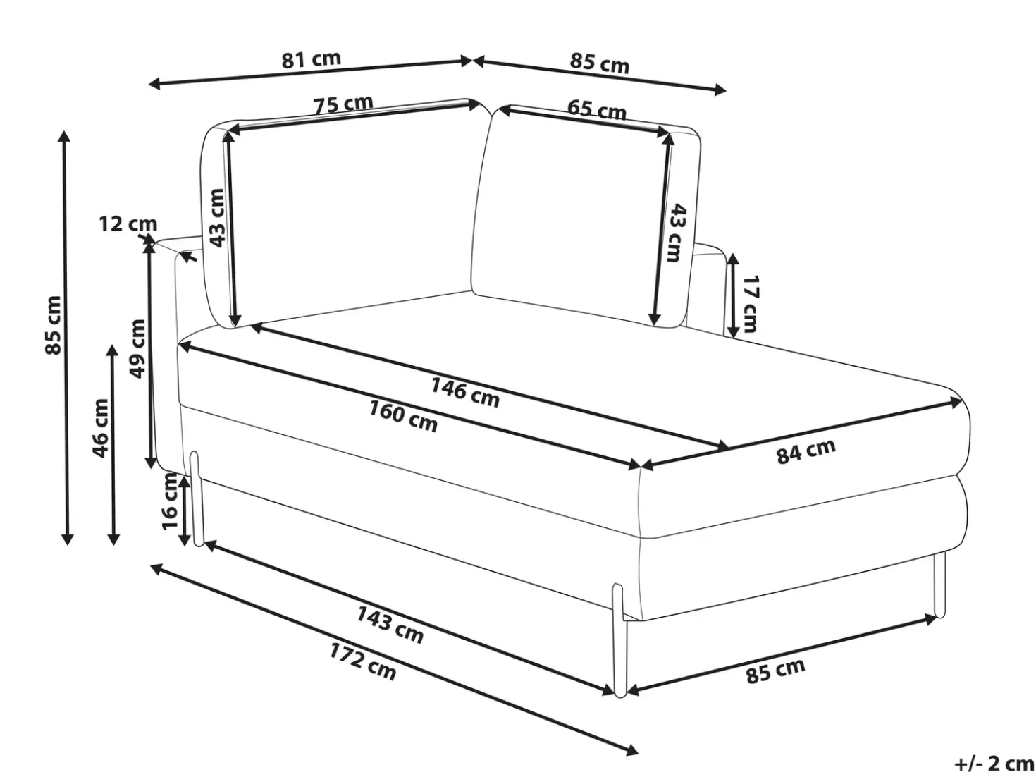 Chaise longue versione sinistra REBAIS Pelle sintetica Marrone dorato
