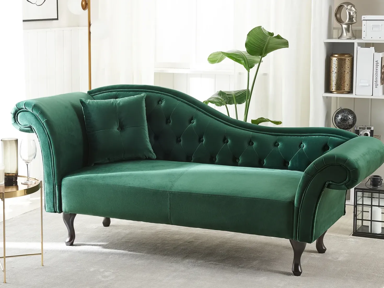 Chaise longue versione sinistra LATTES Velluto Verde scuro