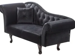 Chaise longue versione sinistra LATTES II Velluto Nero con cuscino