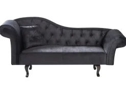 Chaise longue versione sinistra LATTES II Velluto Nero con cuscino