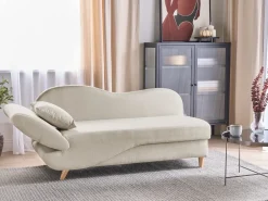 Chaise longue versione sinistra MERI Lino sintetico Beige con contenitore