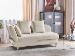 Chaise longue versione sinistra MERI Lino sintetico Beige con contenitore