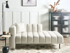 Chaise longue versione sinistra LANNILS Tessuto Bianco sporco
