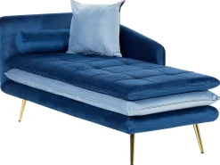 Chaise longue versione sinistra GONESSE Velluto Blu