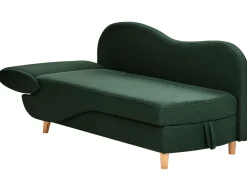 Chaise longue versione sinistra MERI Lino sintetico Verde con contenitore