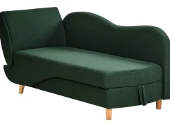 Chaise longue versione sinistra MERI Lino sintetico Verde con contenitore