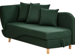 Chaise longue versione sinistra MERI Lino sintetico Verde con contenitore