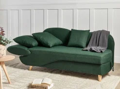 Chaise longue versione sinistra MERI Lino sintetico Verde con contenitore