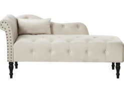 Chaise longue versione sinistra IVRY Velluto Beige chiaro