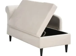 Chaise longue versione sinistra LUIRO Velluto Beige con contenitore
