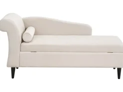 Chaise longue versione sinistra LUIRO Velluto Beige con contenitore