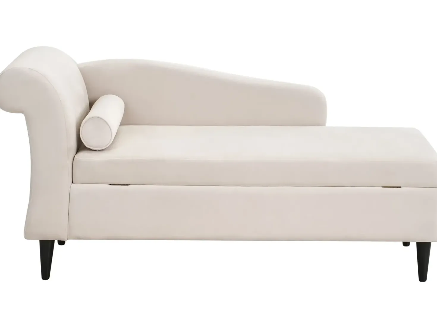 Chaise longue versione sinistra LUIRO Velluto Beige con contenitore
