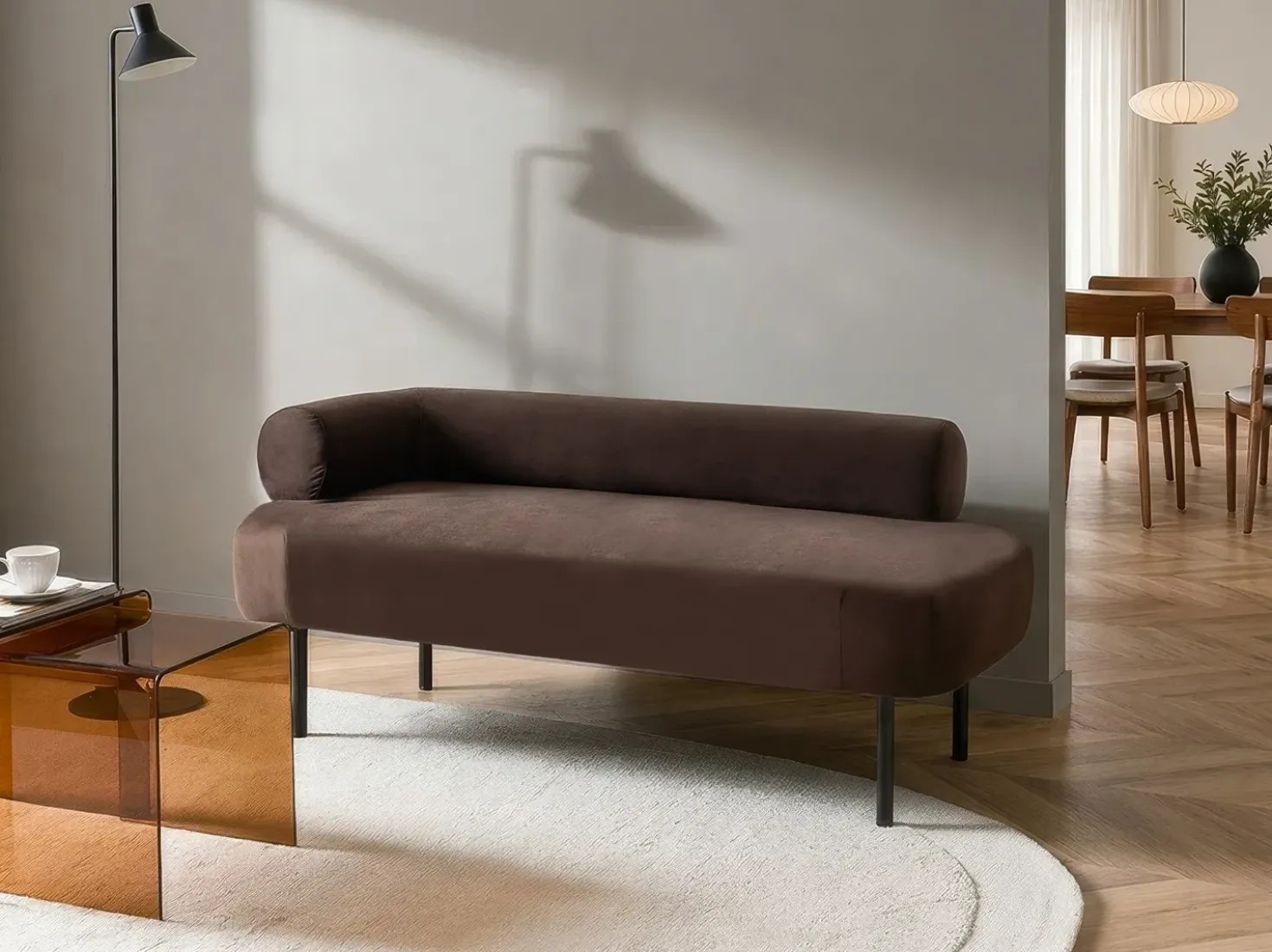 Chaise longue versione sinistra MIRMANDE Velluto Marrone scuro