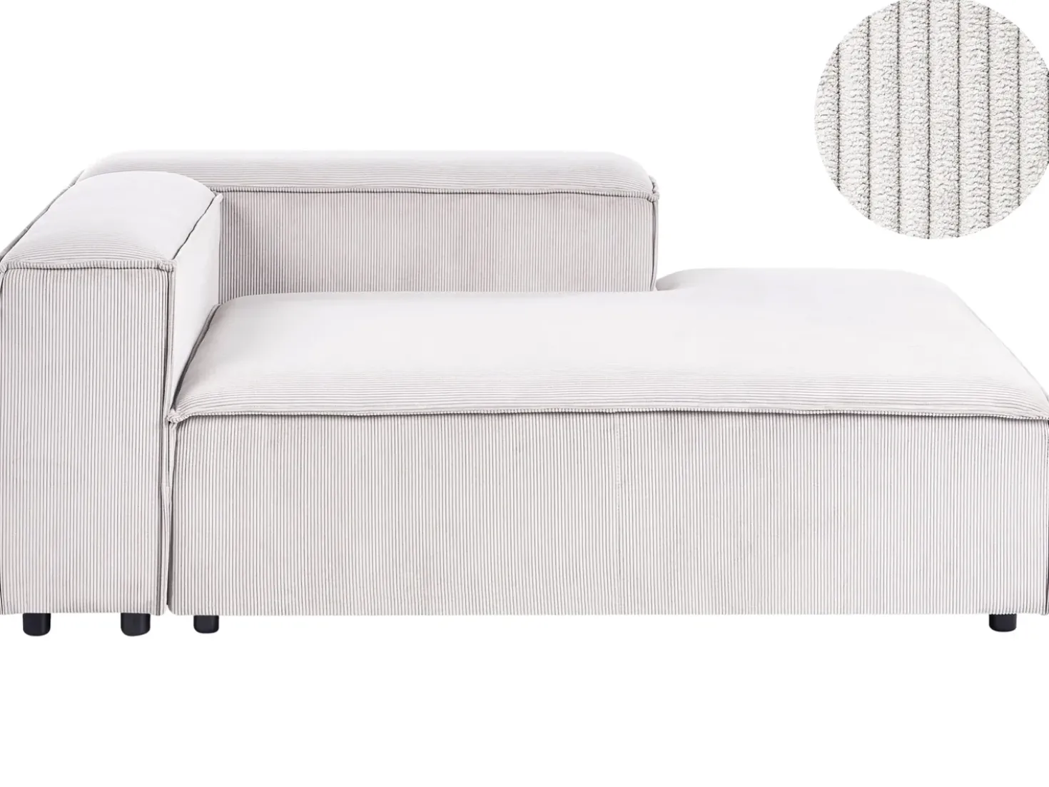 Chaise longue versione sinistra ARDAL Velluto a coste Bianco sporco