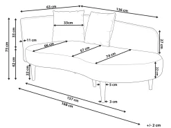 Chaise longue versione sinistra CHAUMONT Velluto Grigio chiaro