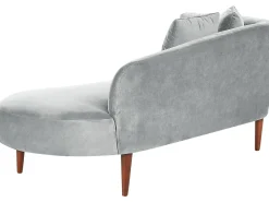Chaise longue versione sinistra CHAUMONT Velluto Grigio chiaro