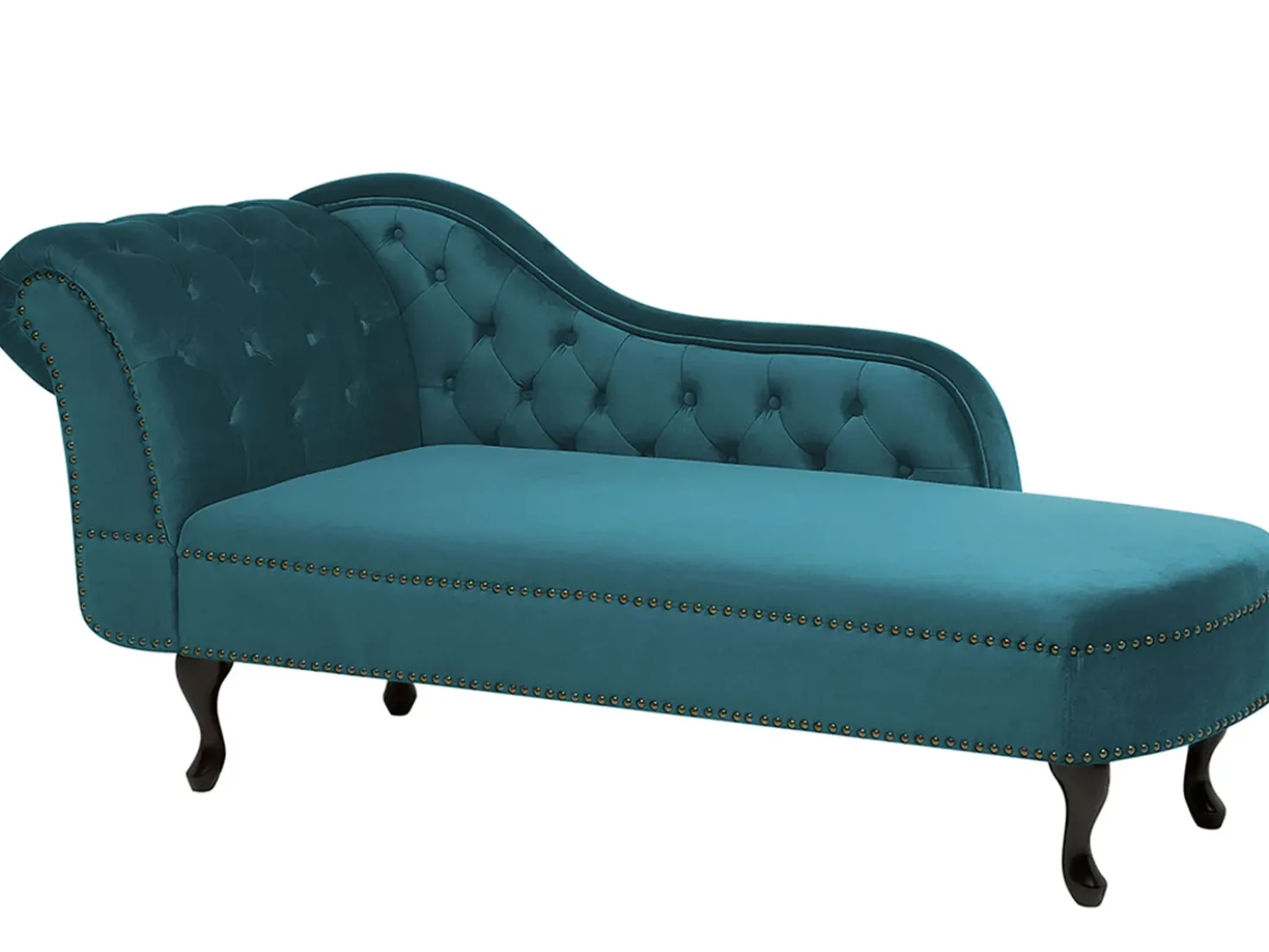 Chaise longue versione sinistra NIMES Velluto Foglia di tè