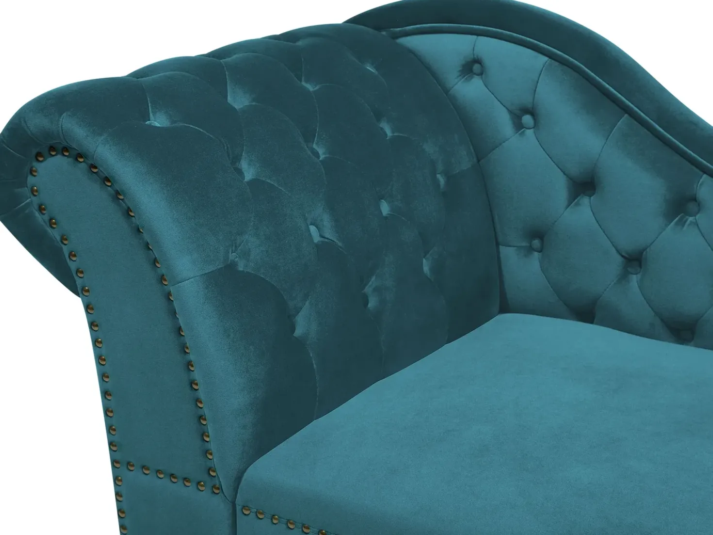 Chaise longue versione sinistra NIMES Velluto Foglia di tè