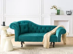 Chaise longue versione sinistra LATTES II Velluto Verde smeraldo con cuscino