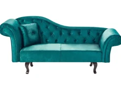 Chaise longue versione sinistra LATTES II Velluto Verde smeraldo con cuscino