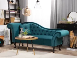 Chaise longue versione sinistra LATTES Velluto Foglia di tè