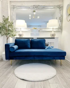 Chaise longue versione sinistra MIRAMAS Velluto Blu marino
