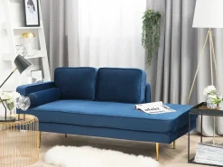 Chaise longue versione sinistra MIRAMAS Velluto Blu marino