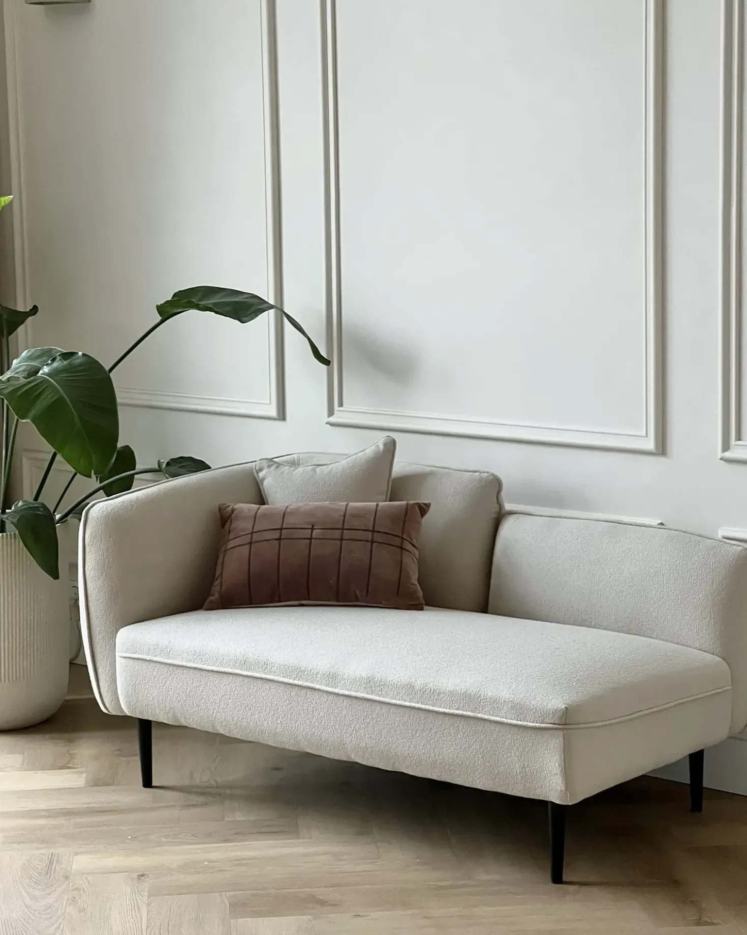 Chaise longue versione sinistra CHEVANNES Bouclé Beige chiaro