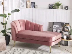 Chaise longue versione sinistra ALLIER Velluto Rosa