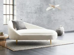 Chaise longue versione sinistra VALREAS Bouclé Bianco sporco