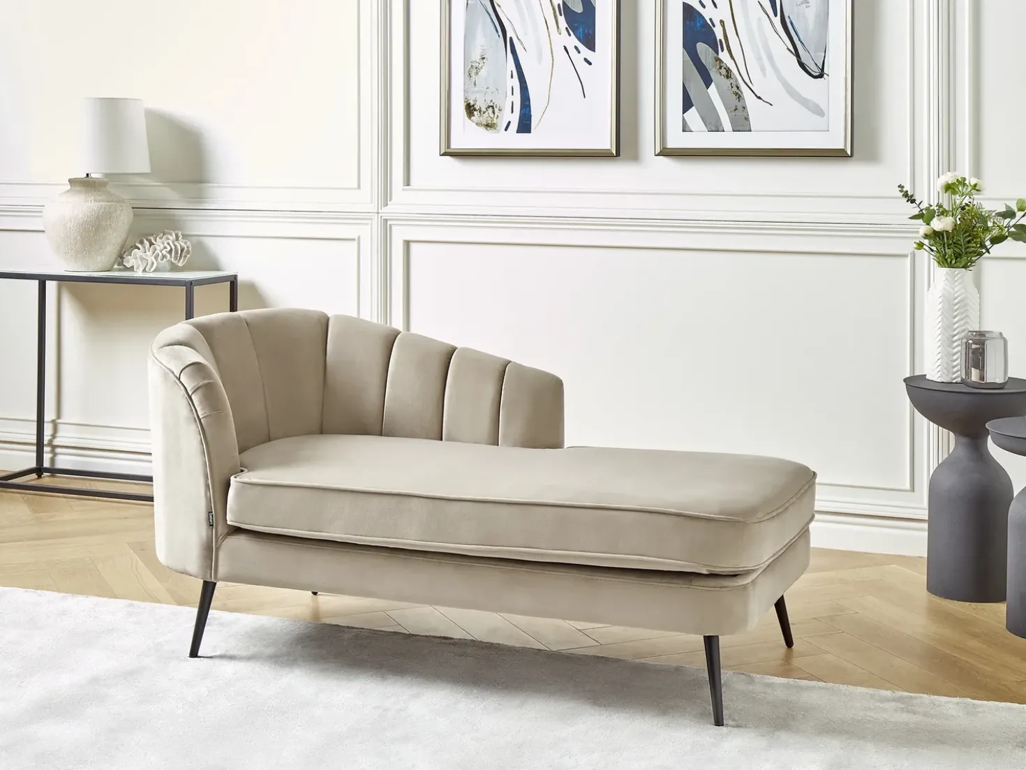 Chaise longue versione sinistra ALLIER Velluto Beige