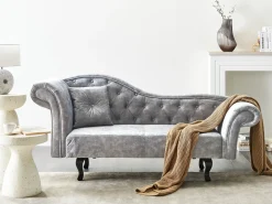 Chaise longue versione sinistra LATTES II Velluto Grigio