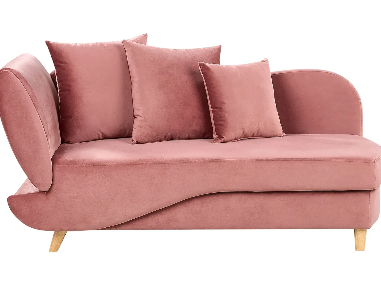 Chaise longue versione sinistra MERI Velluto Rosa con contenitore