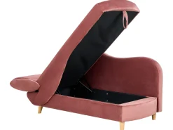 Chaise longue versione sinistra MERI Velluto Rosa con contenitore
