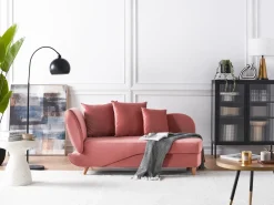 Chaise longue versione sinistra MERI Velluto Rosa con contenitore
