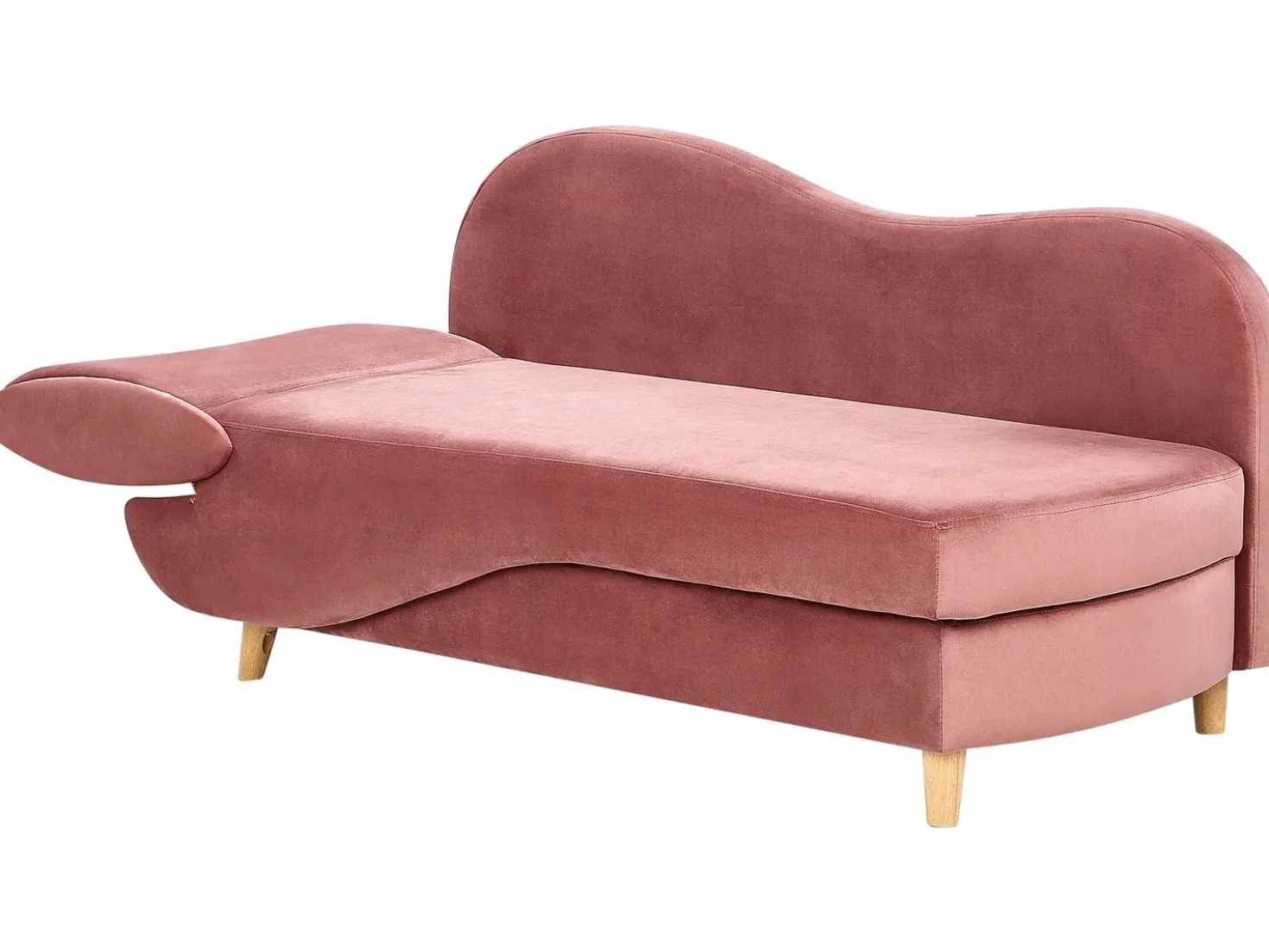 Chaise longue versione sinistra MERI Velluto Rosa con contenitore