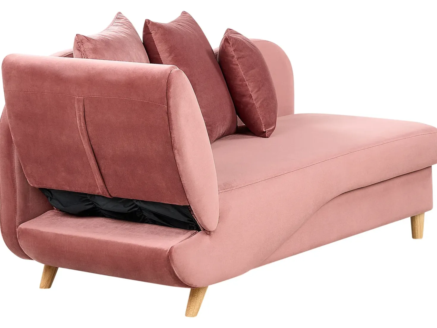 Chaise longue versione sinistra MERI Velluto Rosa con contenitore