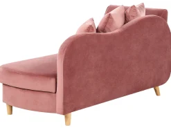 Chaise longue versione sinistra MERI Velluto Rosa con contenitore