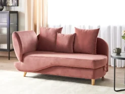 Chaise longue versione sinistra MERI Velluto Rosa con contenitore