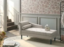 Chaise longue versione sinistra YVOIRE Tessuto Beige