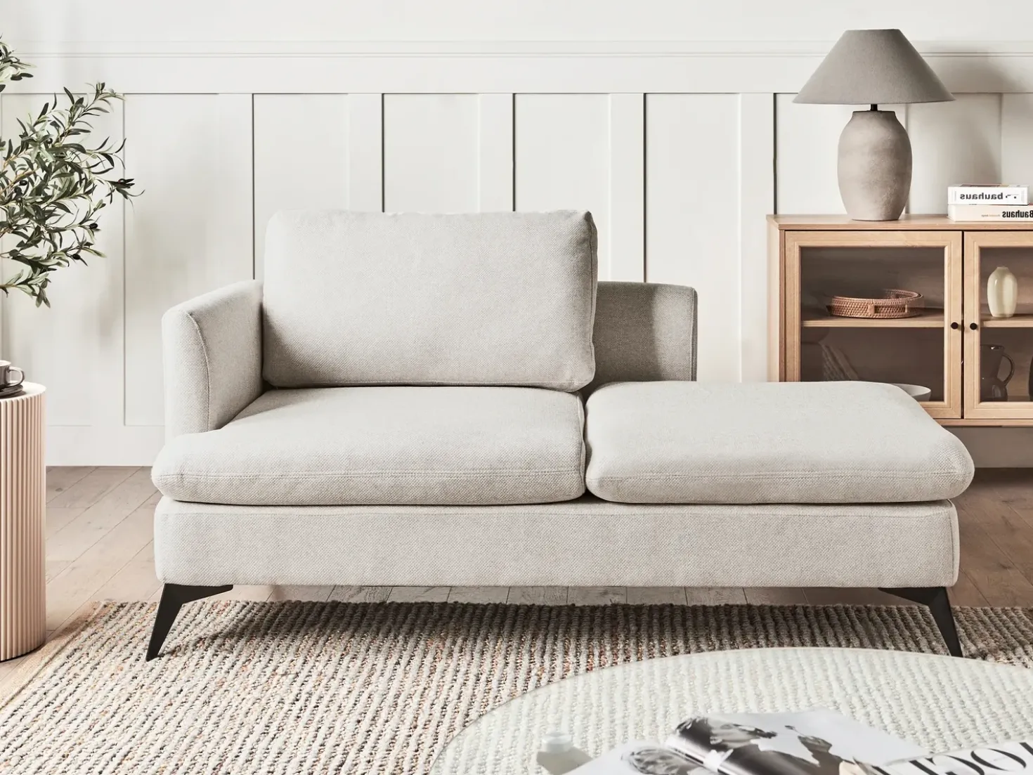 Chaise longue versione sinistra SIEVOZ Tessuto Beige chiaro