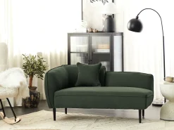 Chaise longue versione sinistra CHEVANNES Bouclé Verde scuro