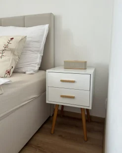 Comodino 2 cassetti ALABAMA Bianco