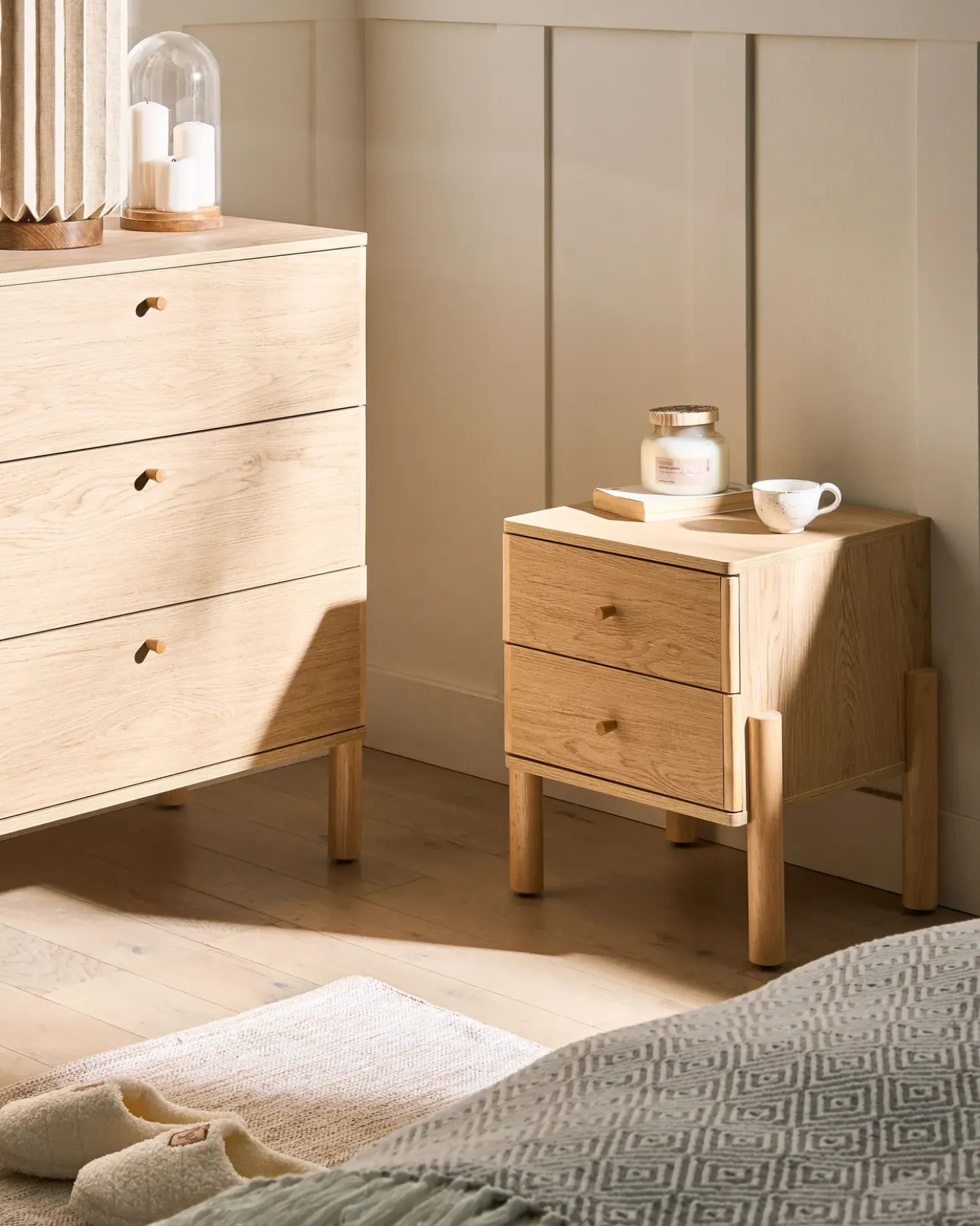 Comodino 2 cassetti COLLINS Marrone chiaro