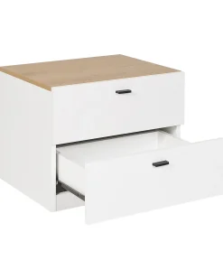 Comodino 2 cassetti EDISON Bianco