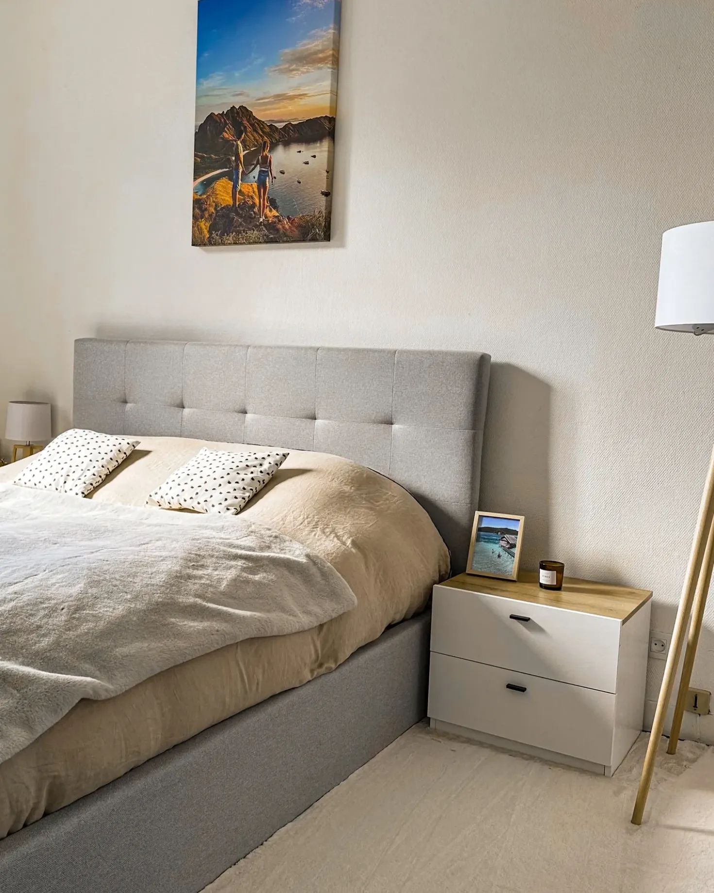 Comodino 2 cassetti EDISON Bianco