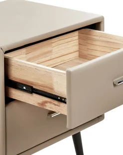 Comodino 2 cassetti ESSONNE Pelle sintetica Beige