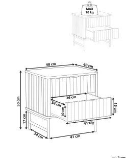 Comodino 2 cassetti GLASTONBURY Marmo/Nero