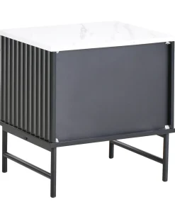 Comodino 2 cassetti GLASTONBURY Marmo/Nero