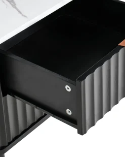 Comodino 2 cassetti GLASTONBURY Marmo/Nero